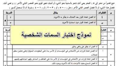 نموذج اختبار السمات الشخصية