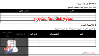 نموذج خطة عمل مشروع