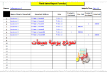 نموذج يومية مبيعات